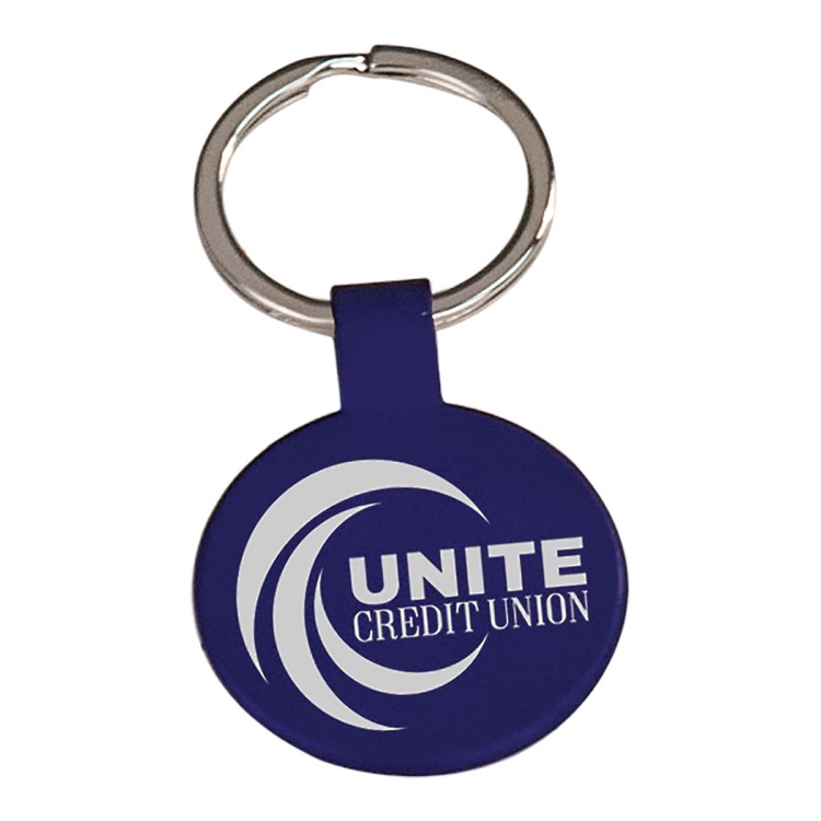 1 1/2" Blue Round Keychain 1