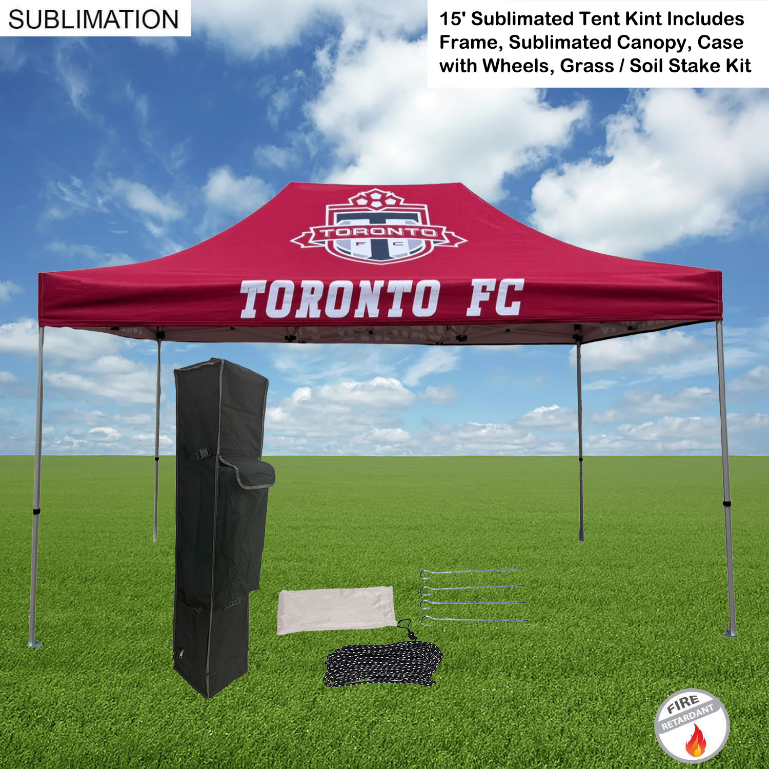 15' Premium Sublimated Tent Kit, Includes Premium 40mm Aluminum Frame, Canopy, Case, Grass Stake Kit 11