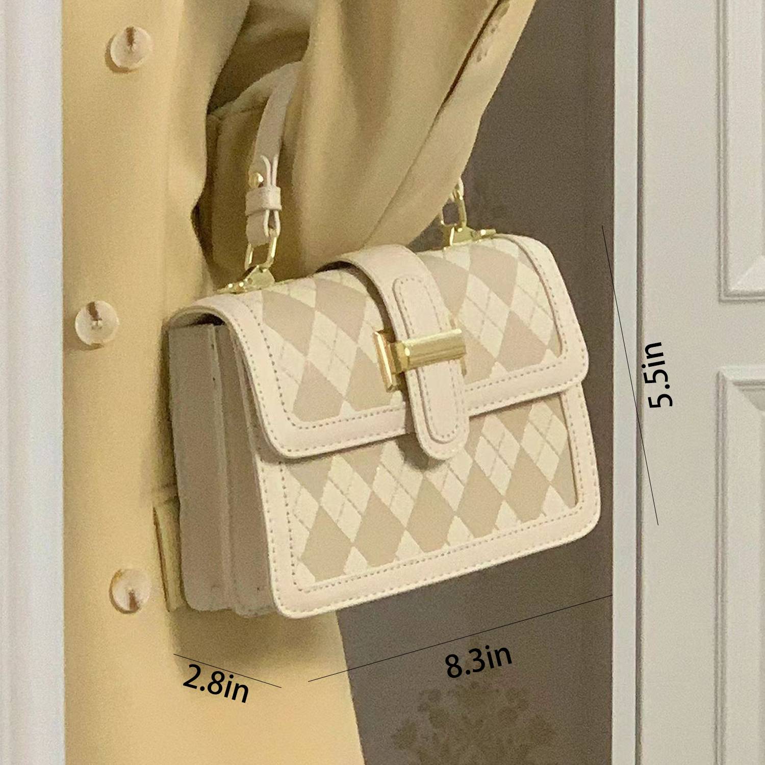 PU Leather Trendy Diamond Lattice Handbag for Women 1