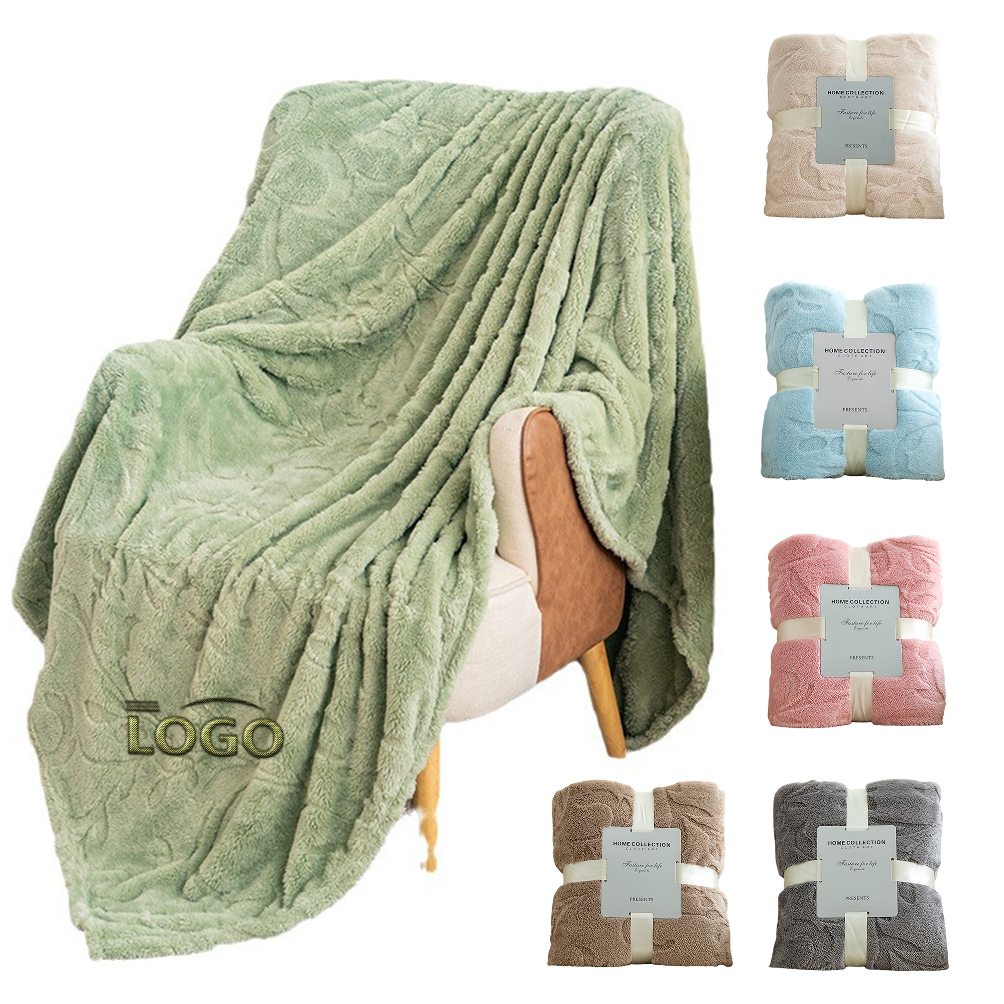 Flannel jacquard office sofa blanket MOQ 20 pieces 2