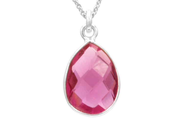 Antwerp Sterling Silver Teardrop Pink Quartz Necklace 1