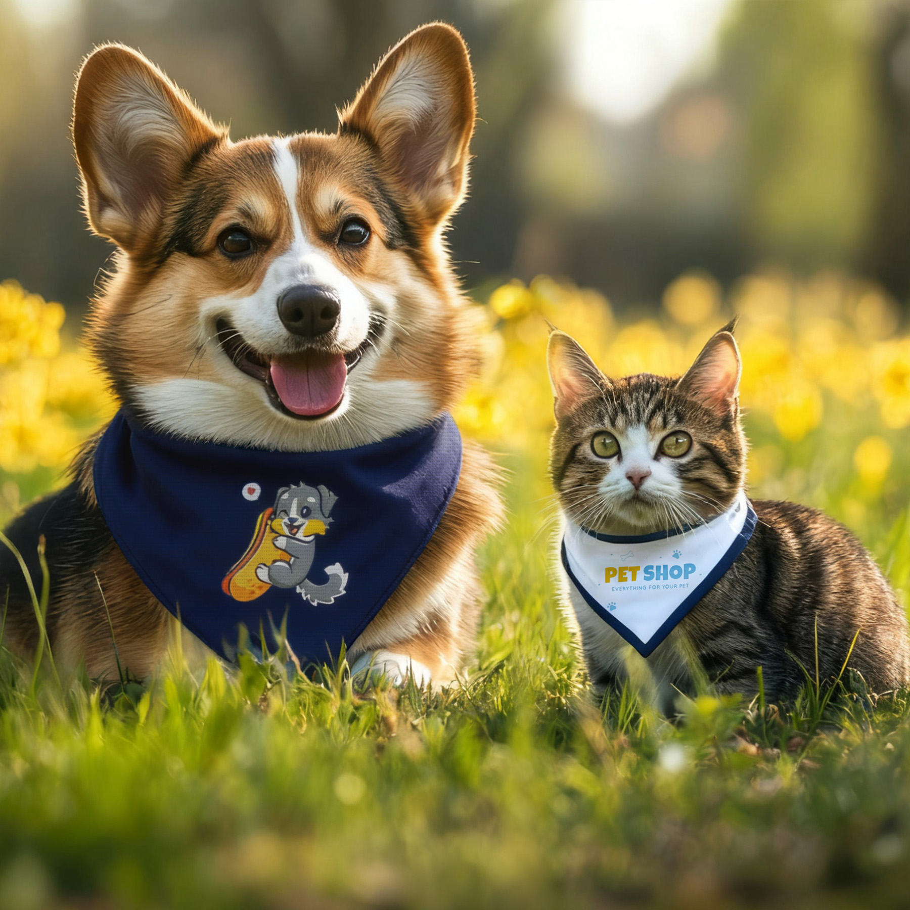 Cotton Pet Triangle Bandana (Full Color) 2