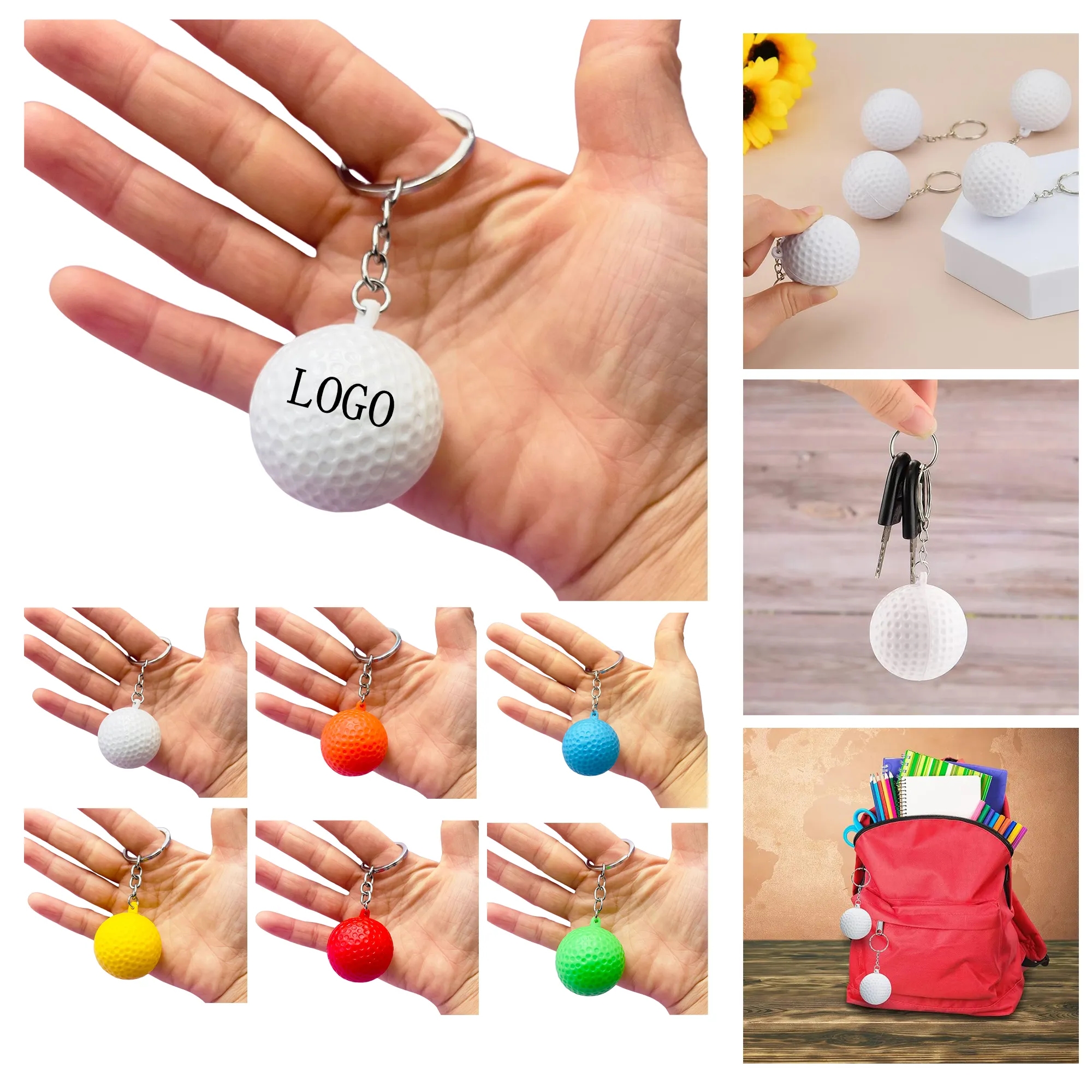 Oversized Color Golf Ball Keychain 4