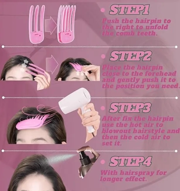 Korean Volumizing Hair Comb Set with Root Clips for Fluffy Bangs No Heat Styling 2