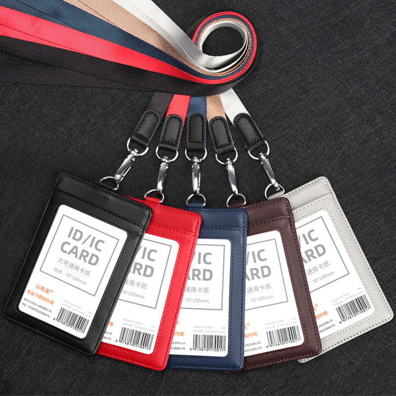 Enlarged Genuine Leather Badge Holder with Lanyard 3