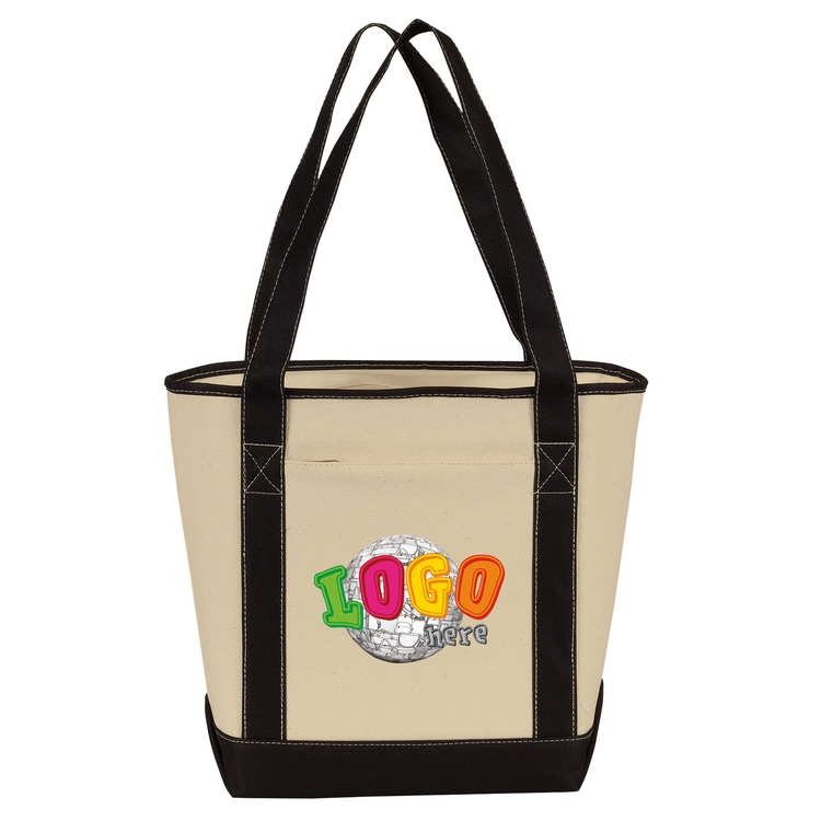 Small Cotton Canvas Zippered Boat Bag, custom tote bag with logo imprint 3