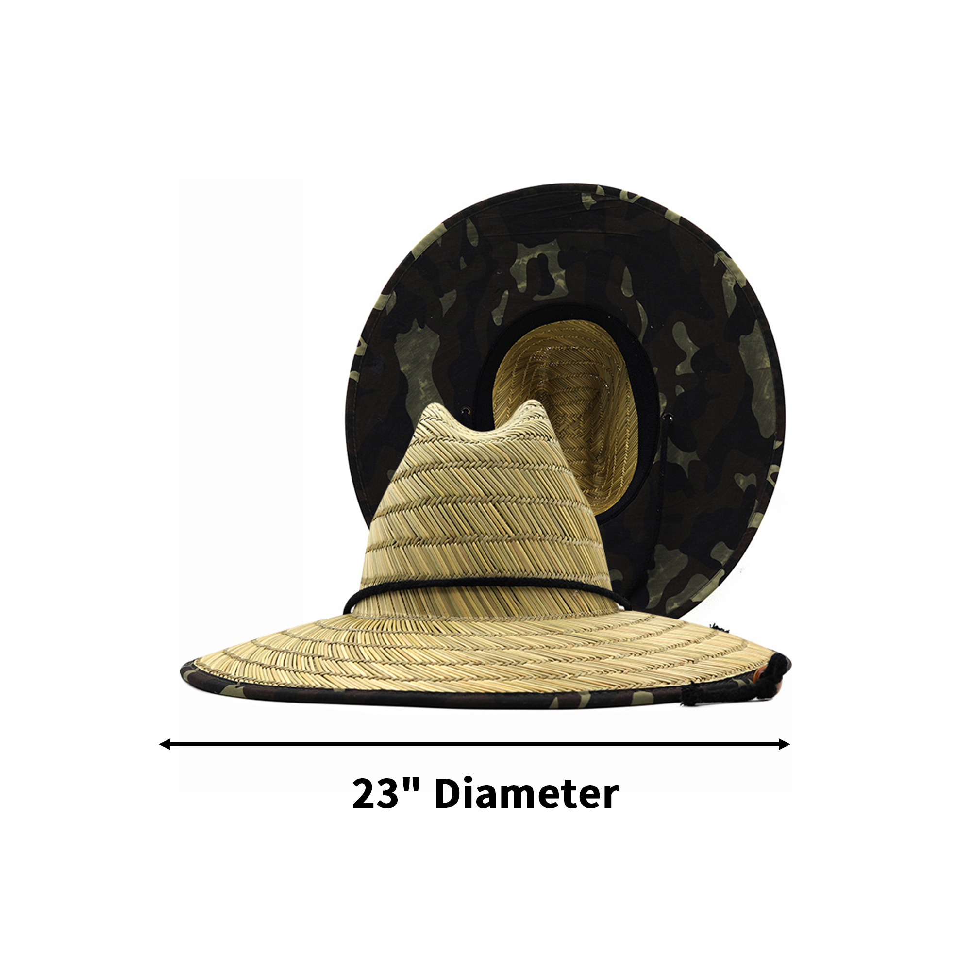 Wide Brim Straw Sun Style With Adjustable Chin Cord 23" 5