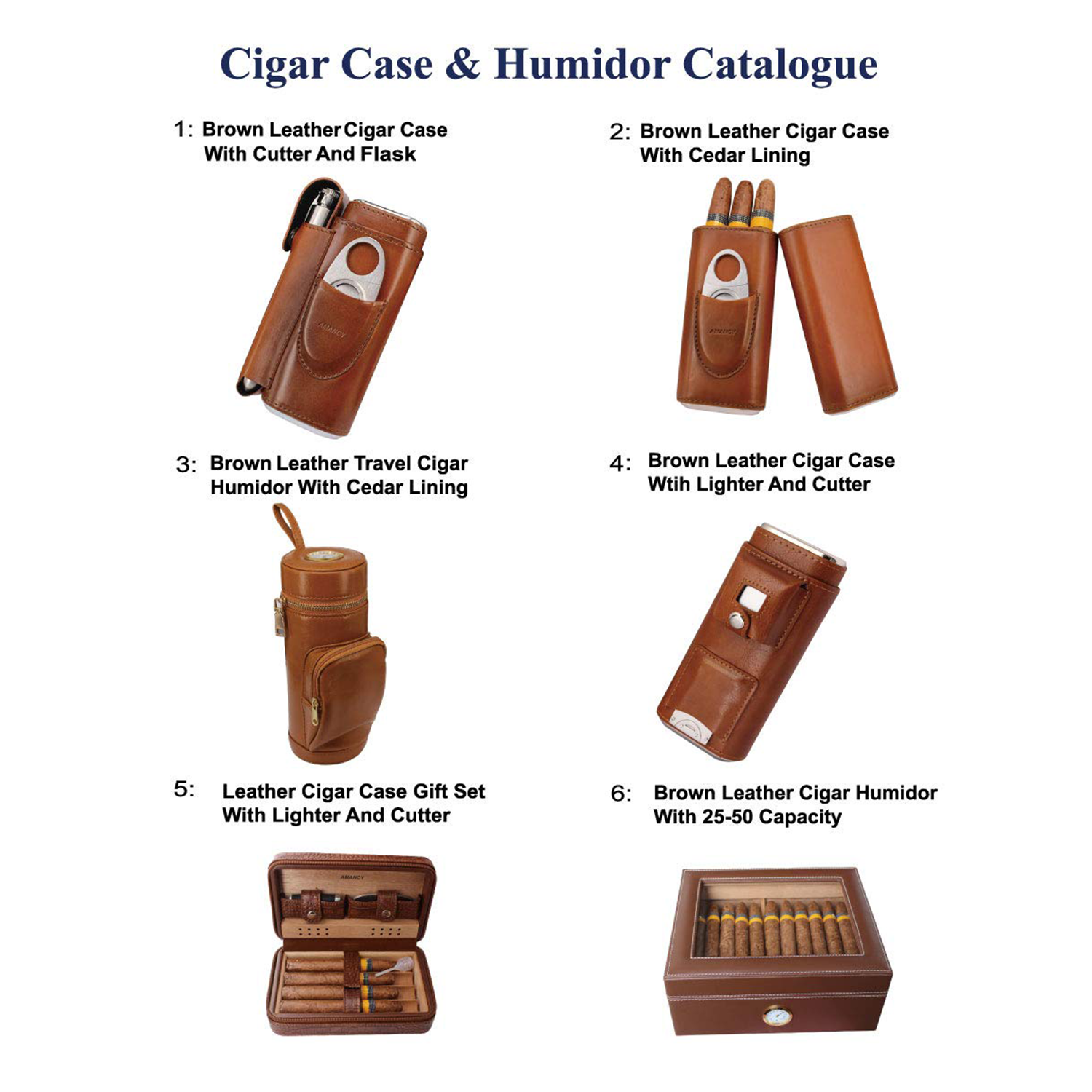 3 -Sticks Leather Cigar Travel Case With Cutter 4