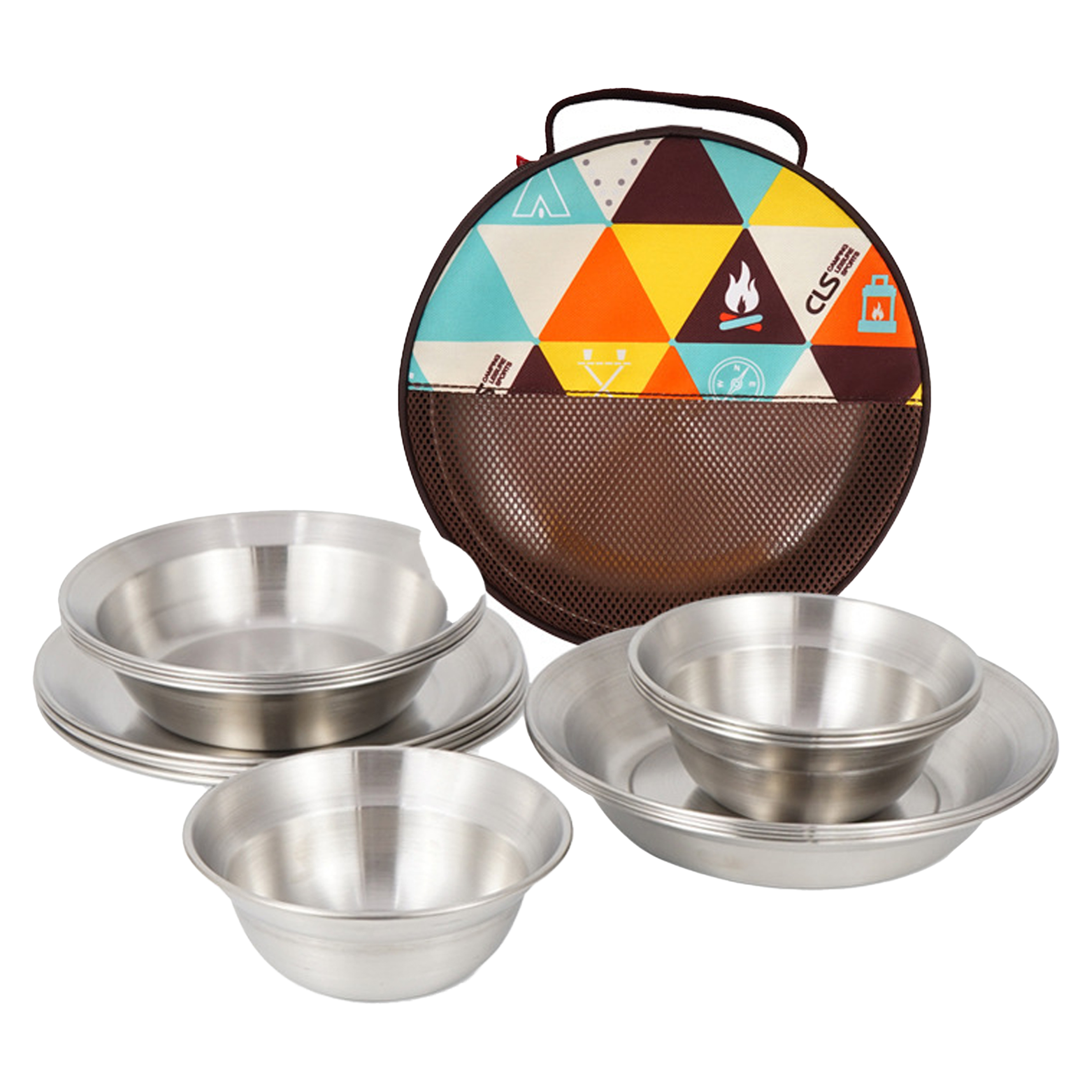 Stainless Steel Portable Camping Plate Set 3
