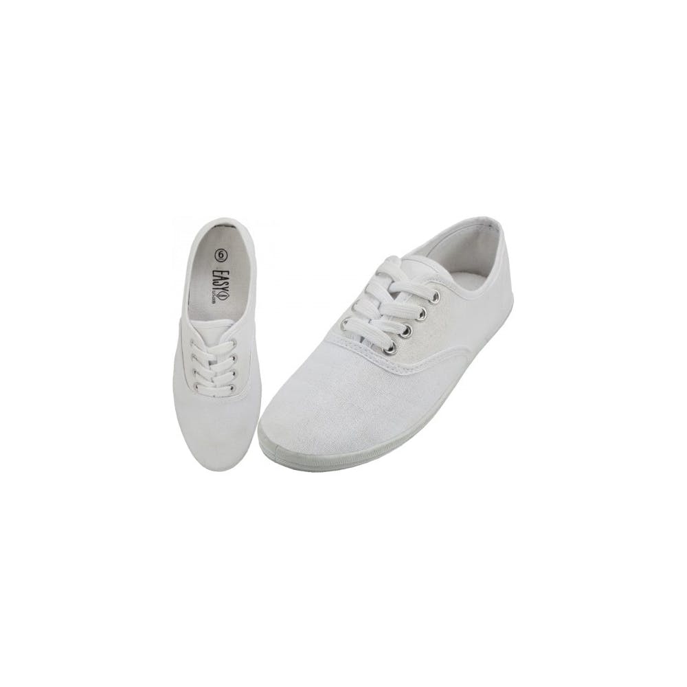 Women's Laced Canvas Shoes - White Sizes 6-11 2