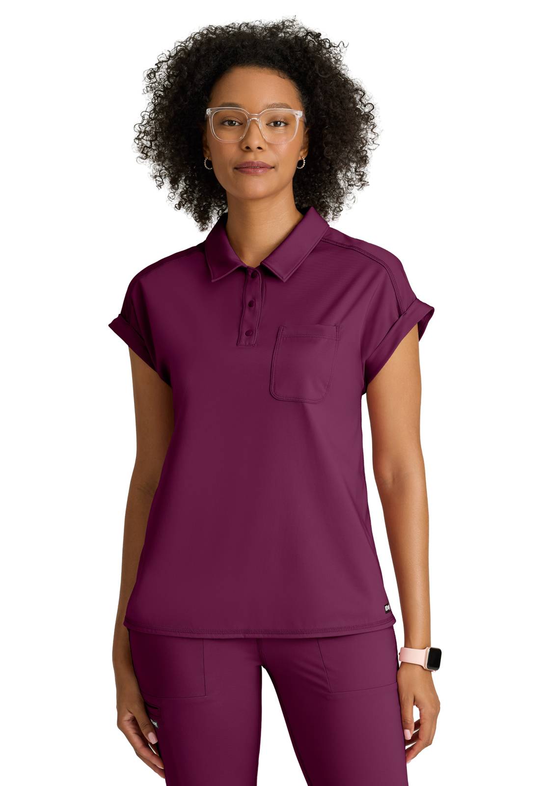 Grey's Anatomy Knit Stretch - Women's One-Pocket Snap Placket Renew Scrub Top 17