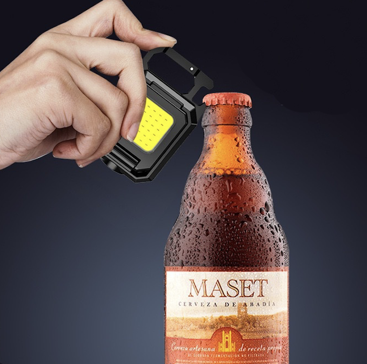Bottle Opener Keychain Mini Pocket Flashlight with Magnet Bracket Folding 4