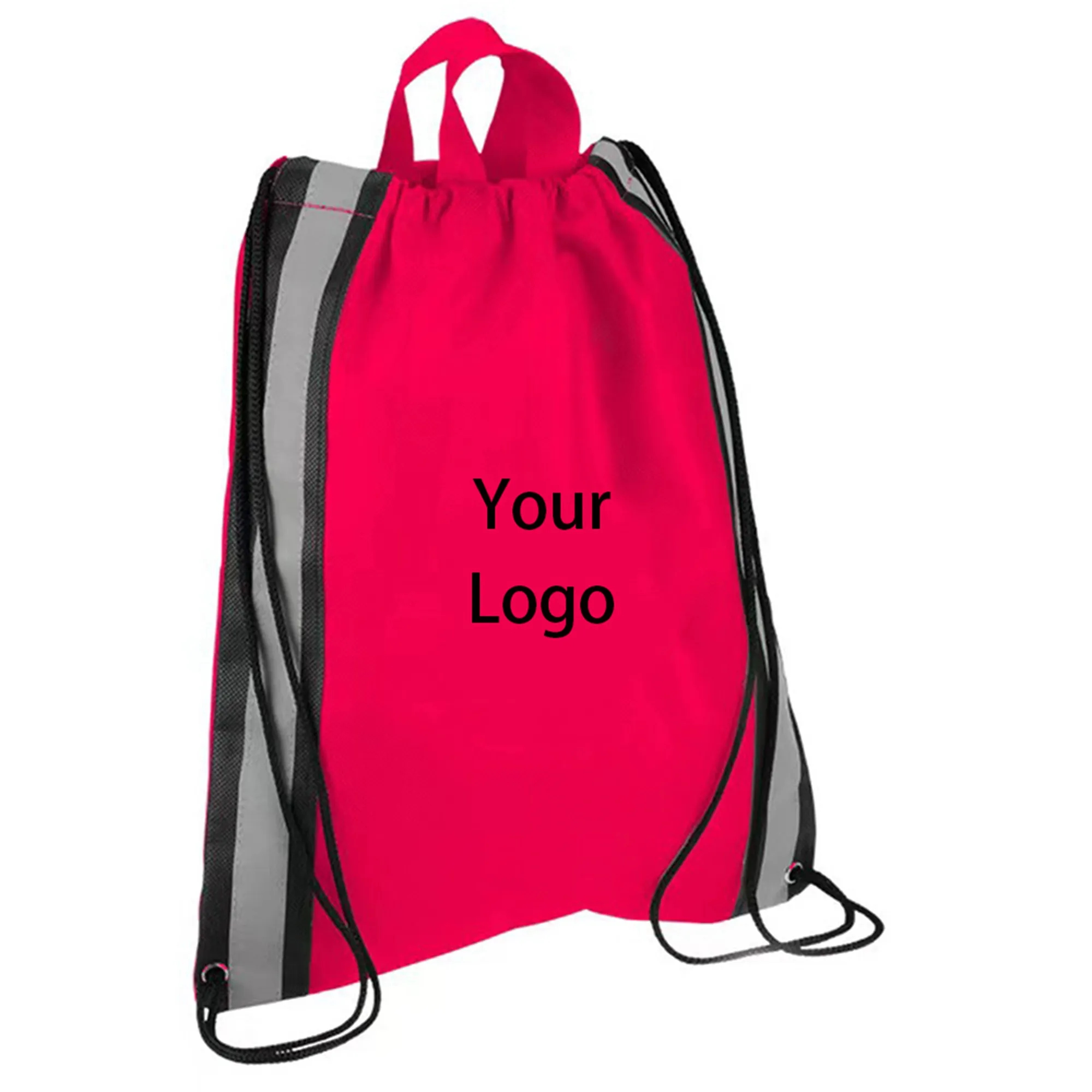210D Poly Reflective Stripes Drawstring Backpack 2