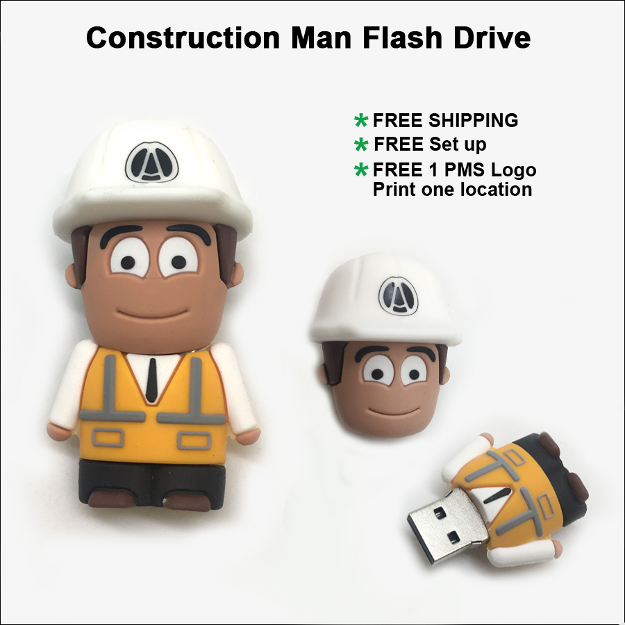 Construction Man Flash Drive / USB -128 MB Memory