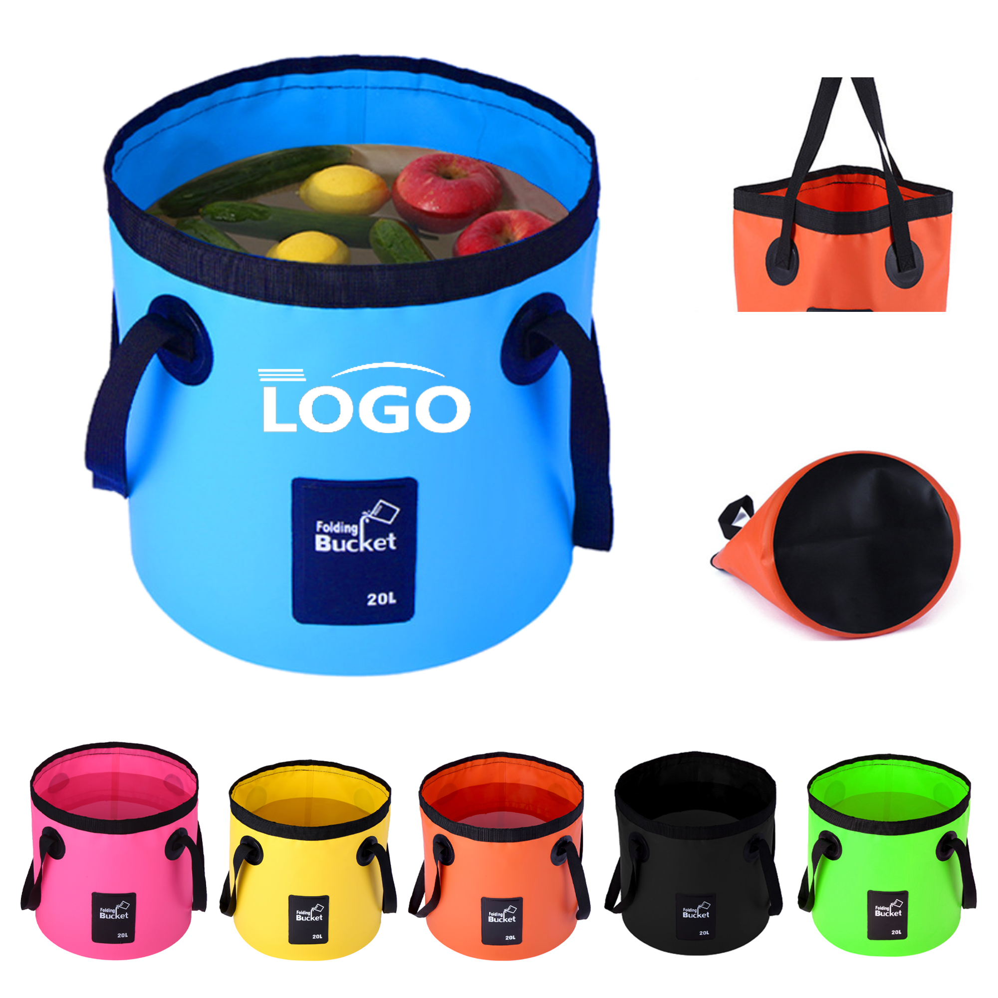 20L Outdoor Portable Collapsible Camping Bucket With Handle 2