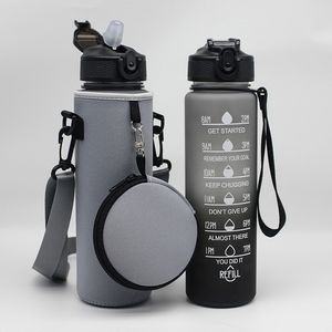 1L Time Marker Water Bottle With Sleeve And Phone Pouch 3