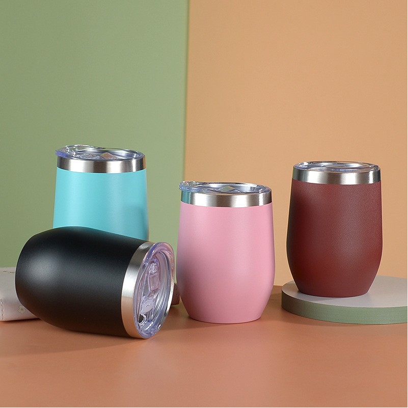 12 ounce Steel insulated wine/whisky tumbler with locking lid and straw 2