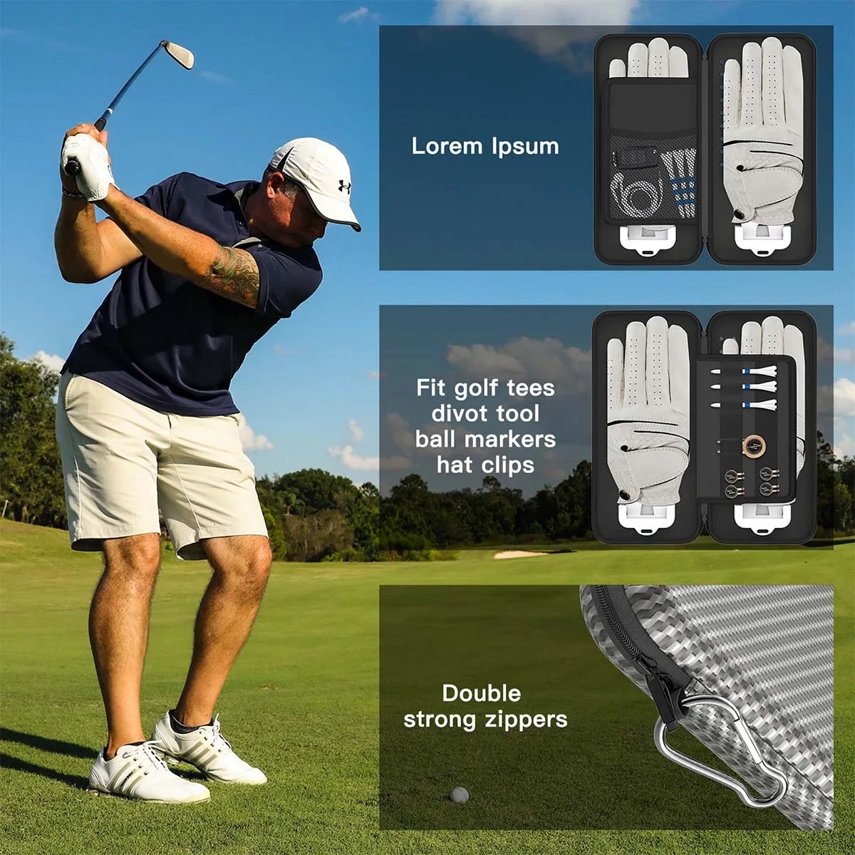 Professional Golf Accessories Box with Gloves Holder 6