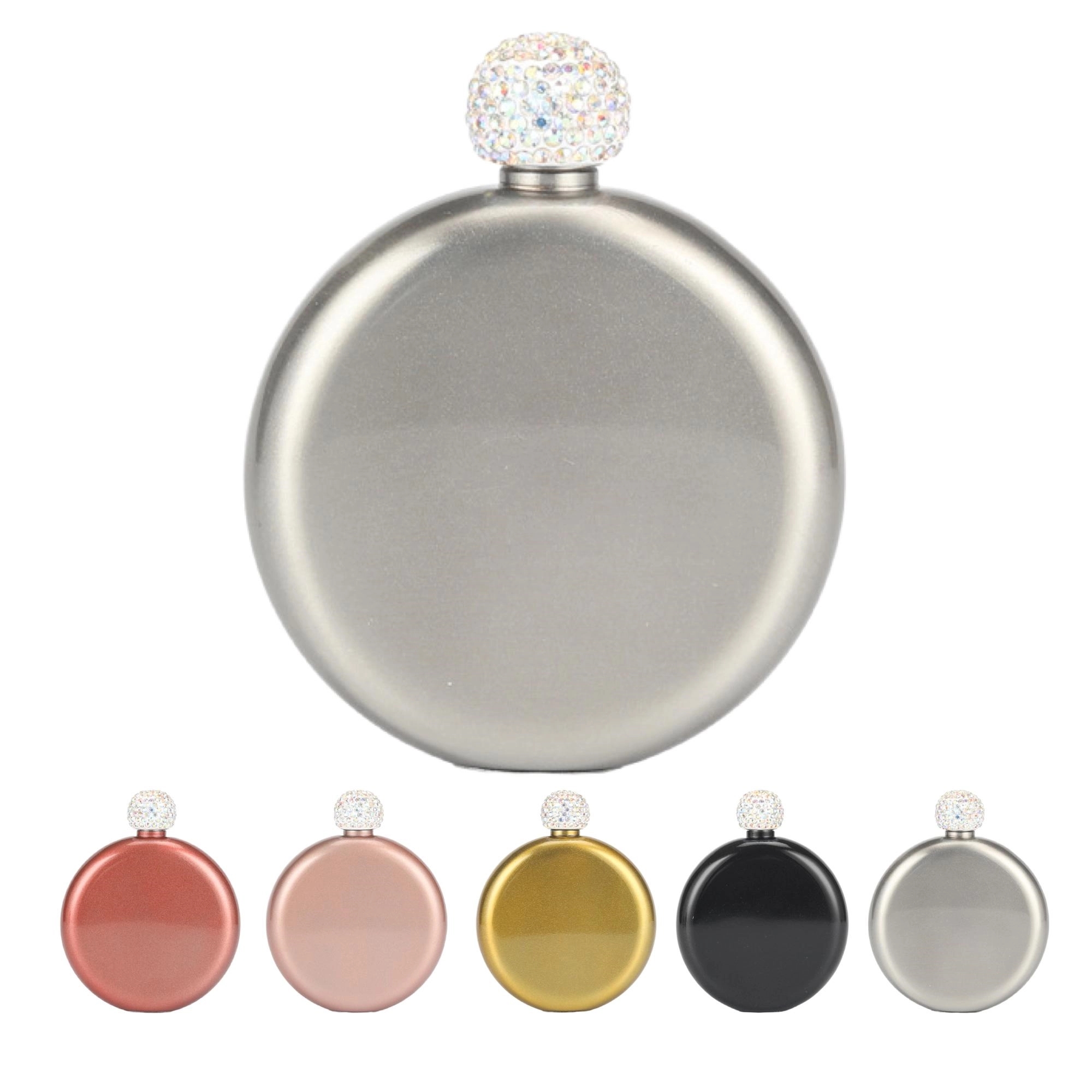 5oz Stainless Steel Wine Flask With Rhinestone Cap 4