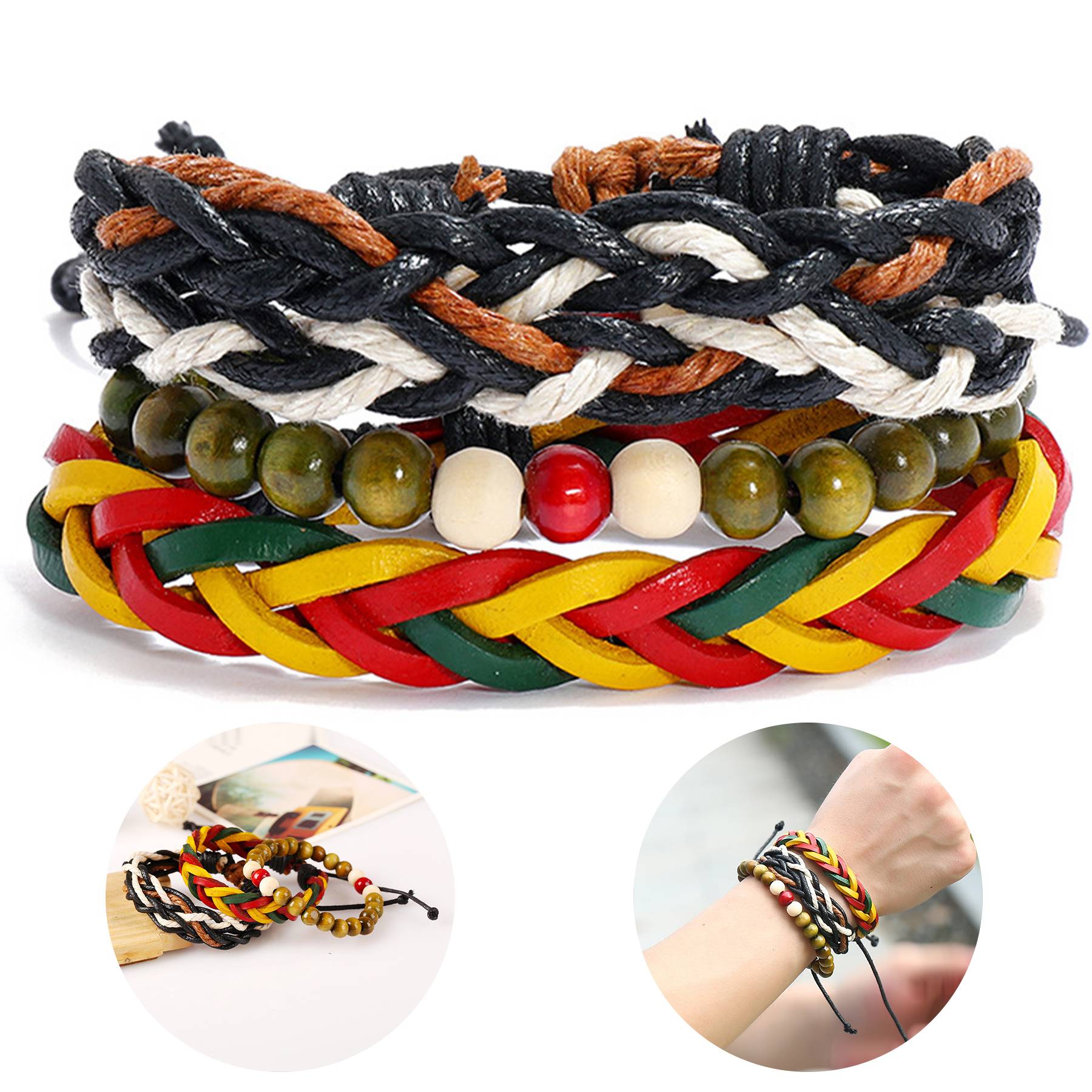Jute Knitted hip-hop bracelet for men
