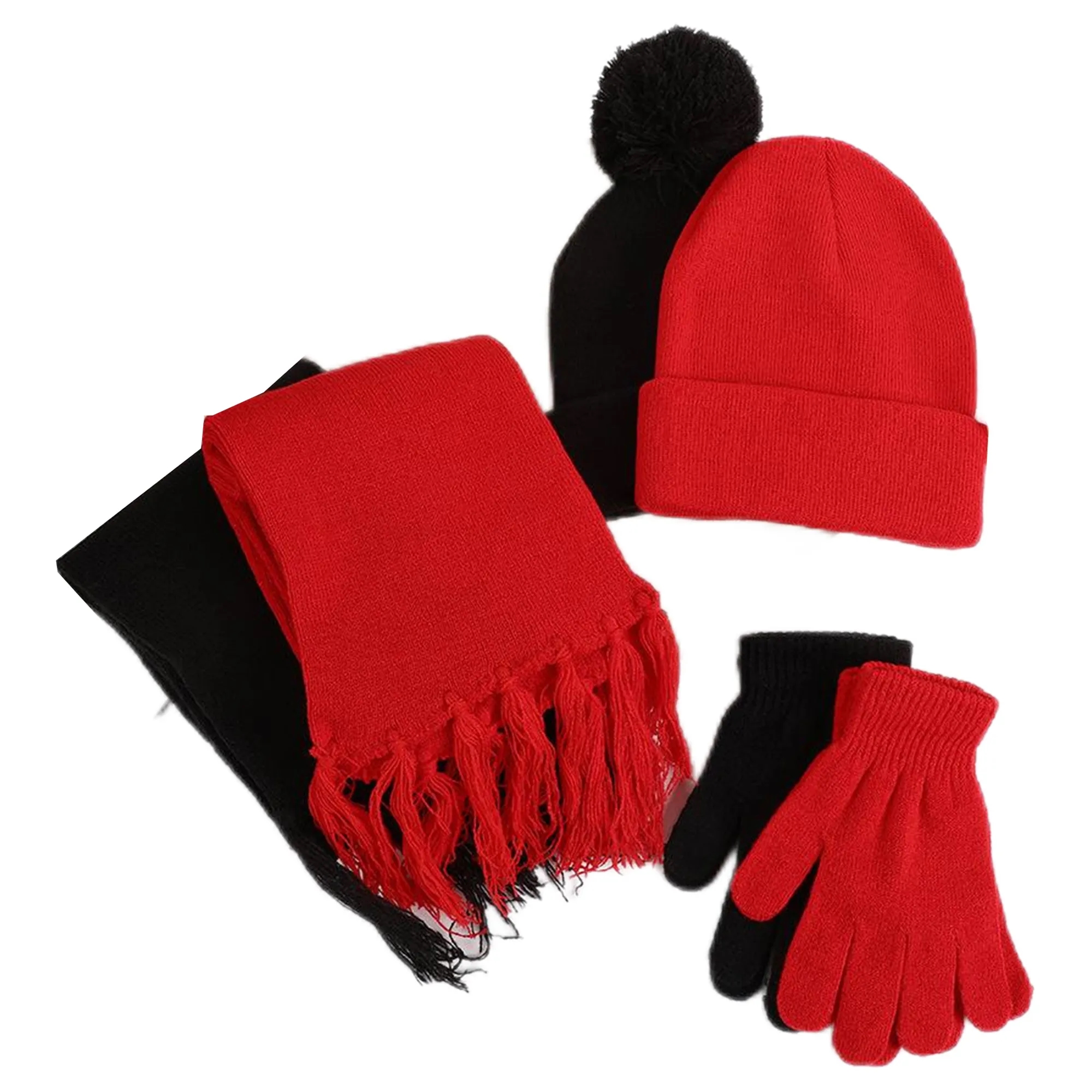 Scarf Gloves Knitted Hat Winter Suit