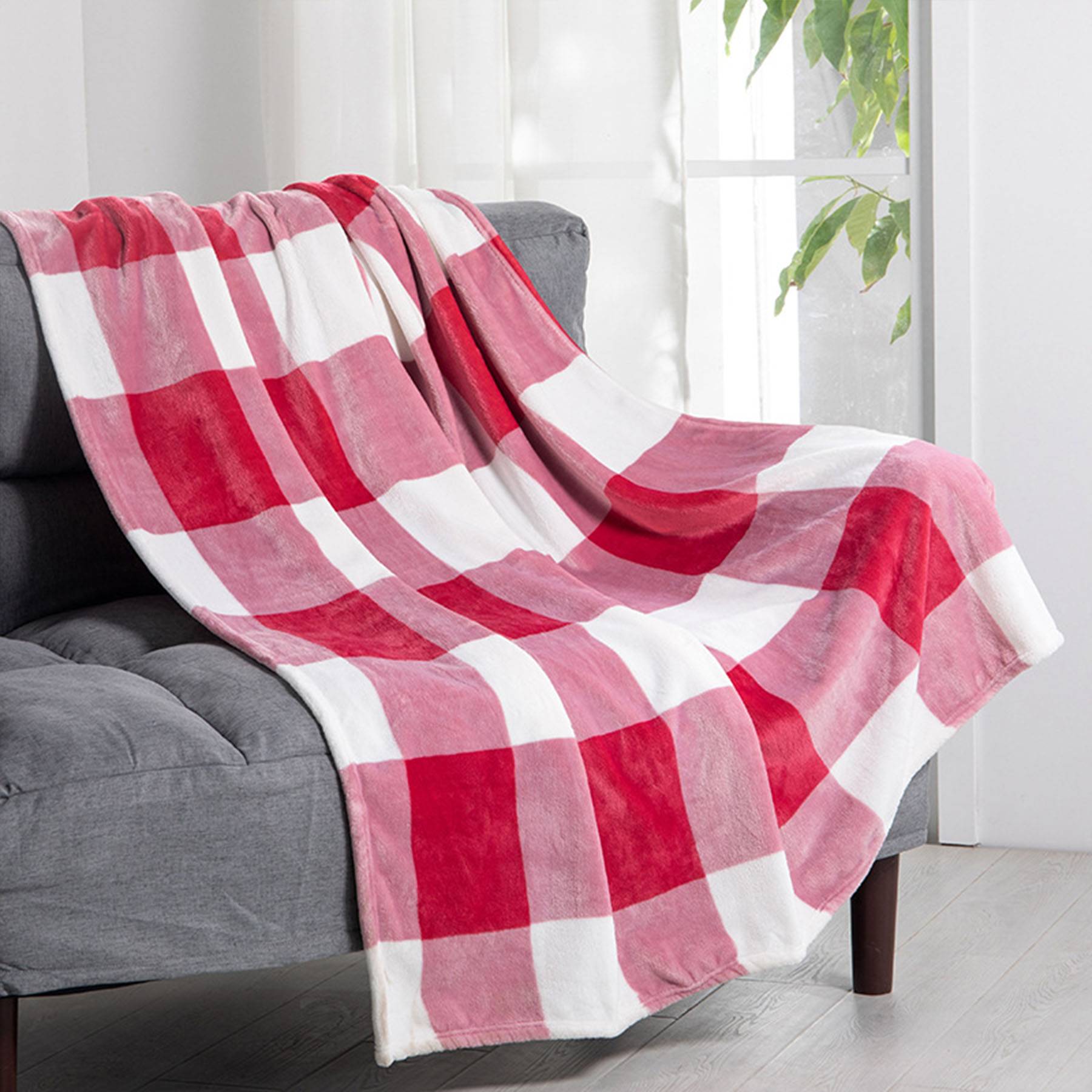 Polyester double-sided fleece plaid blanket 1