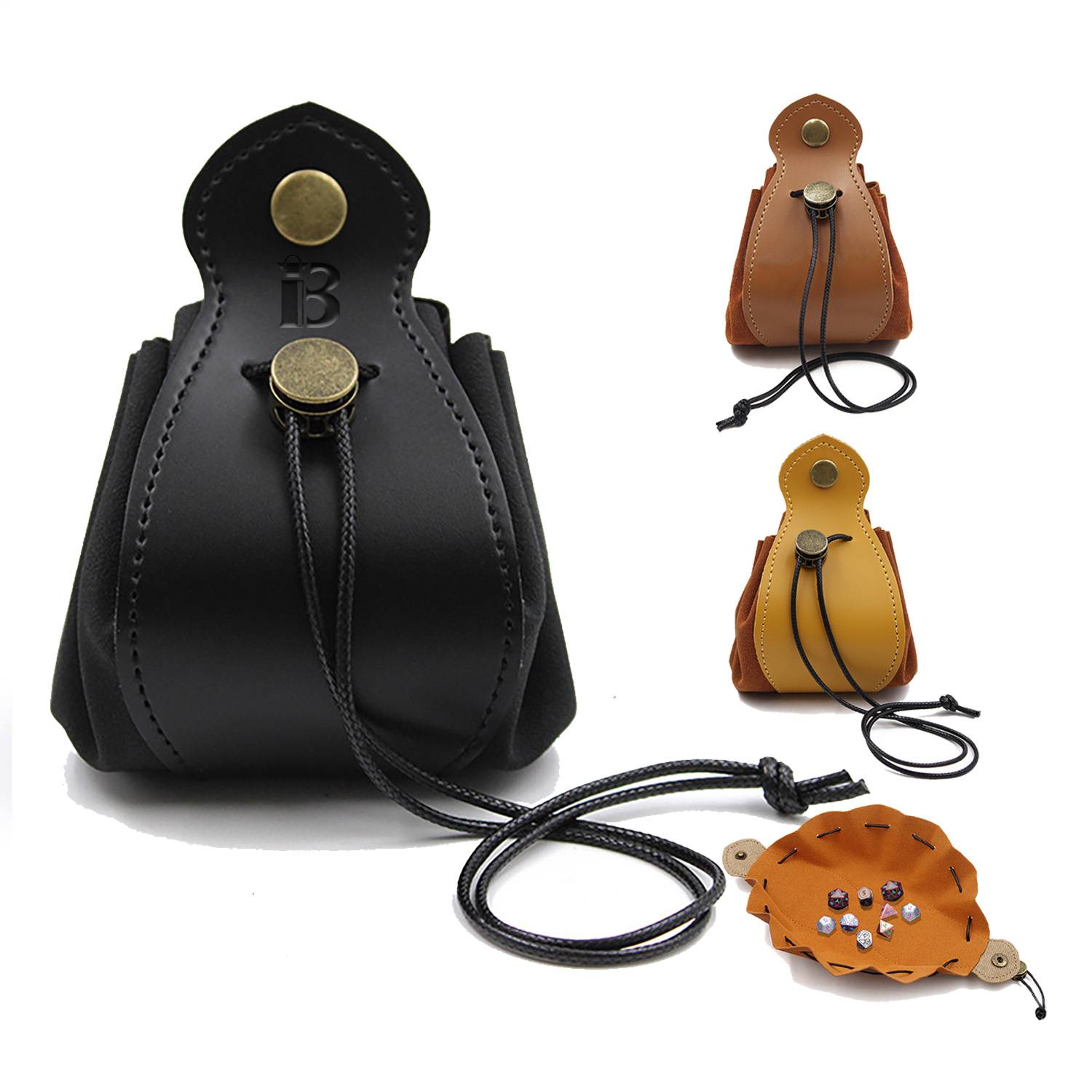 Mini PU Leather Drawstrin Dice Bag 4