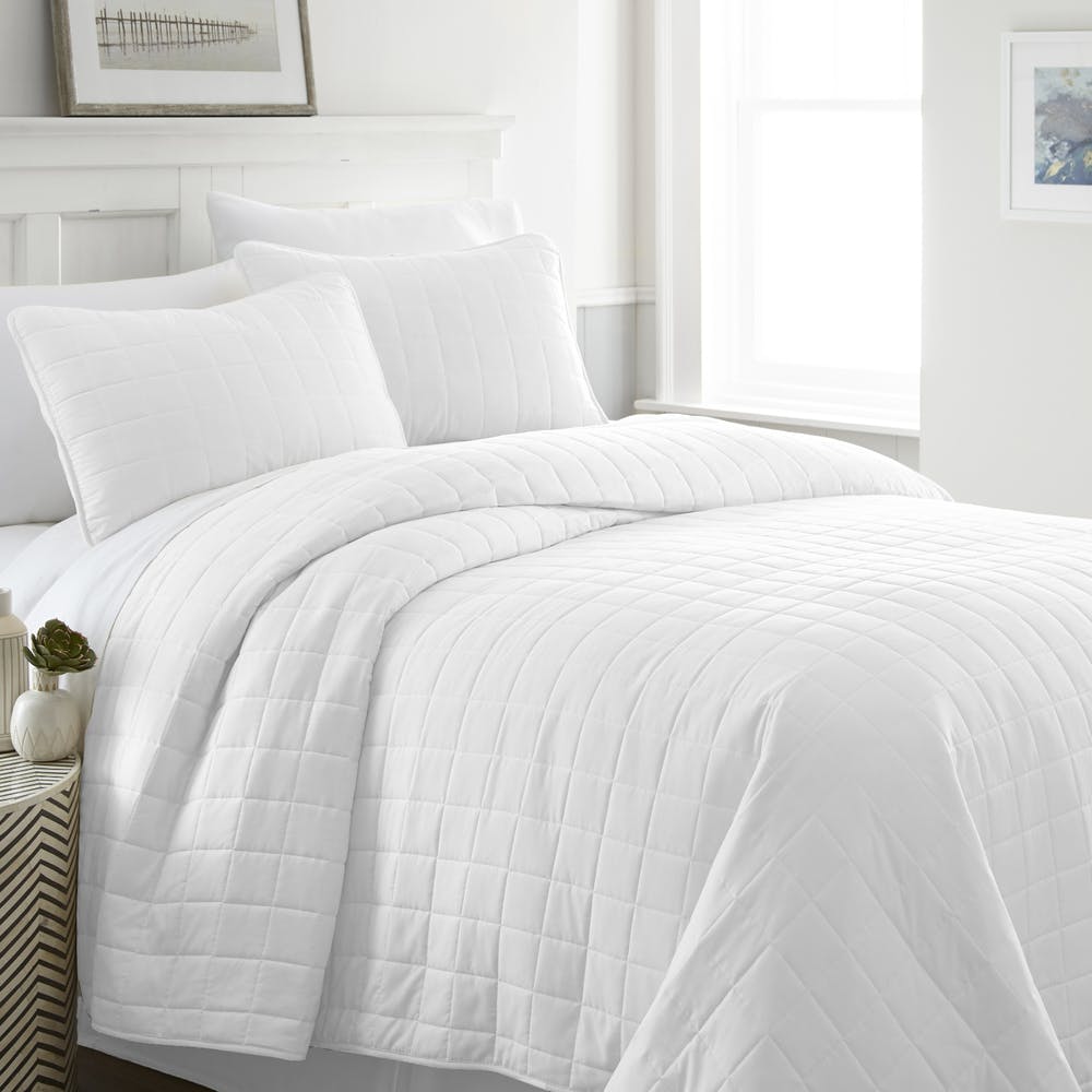 Quilted Coverlet Sets - White Twin 2 Piece 2