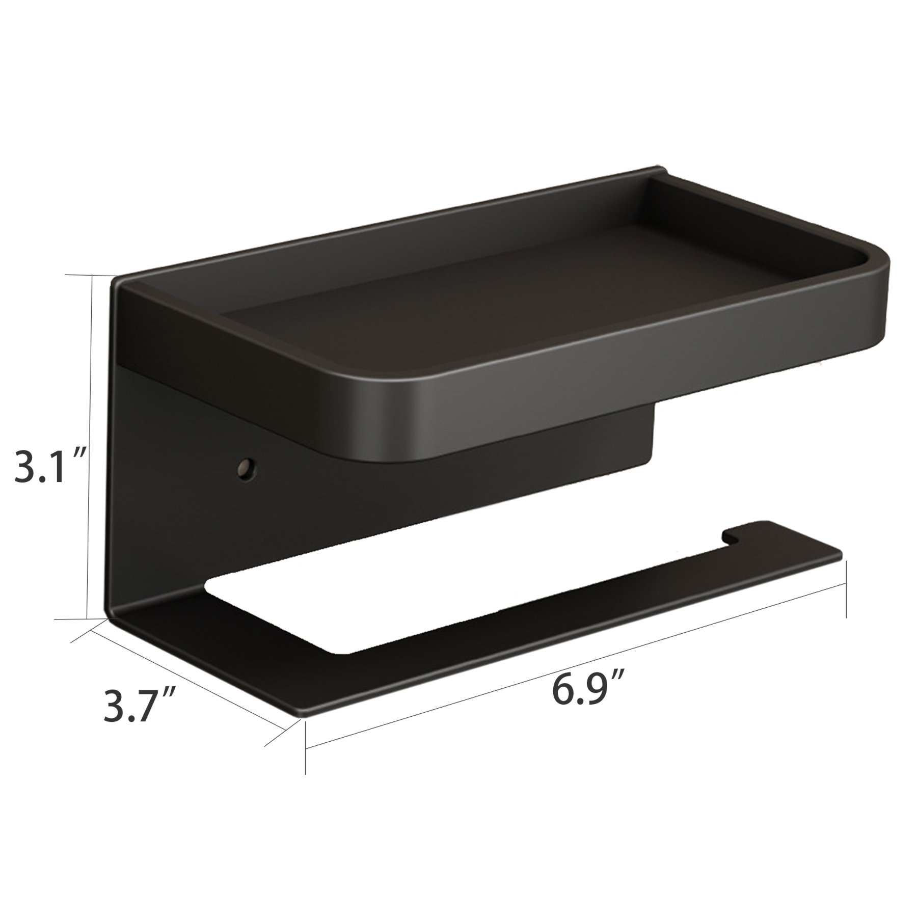 Aluminum Toilet Paper Holder with Phone Shelf 2