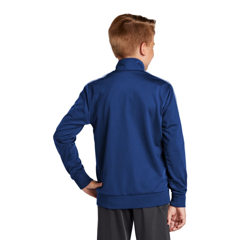 Sport-Tek Youth Tricot Sleeve Stripe Track Jacket. 21