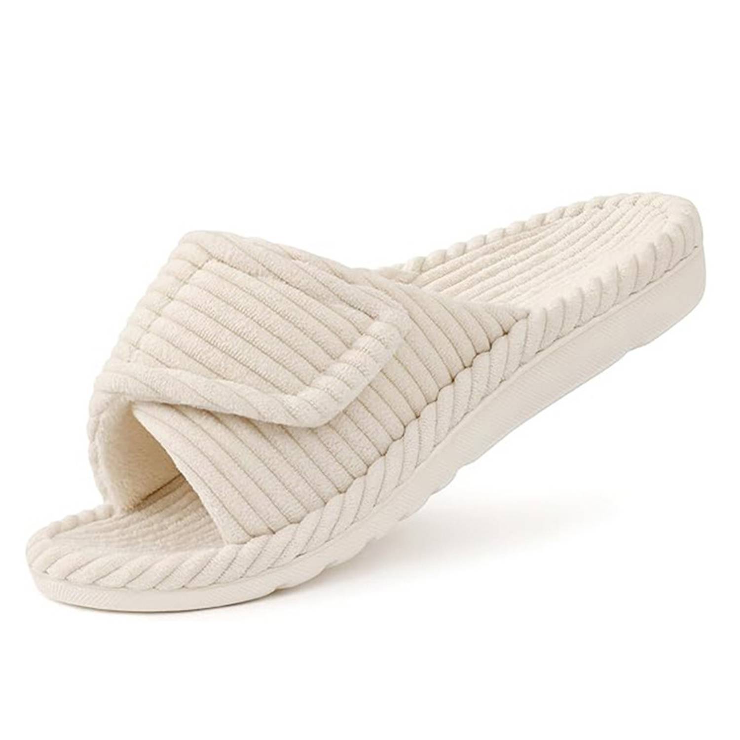 Corduroy Adjustable Strap House Slippers w/ Arch Support 25
