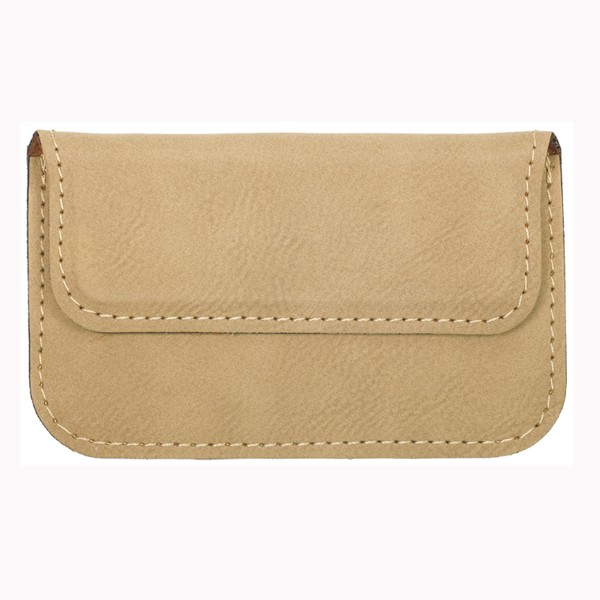 Leatherette Soft Case Business Card Holder - Light Brown Screened 3