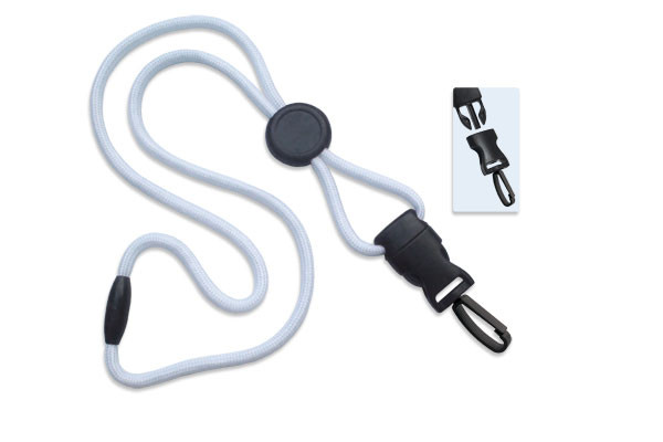 1/4" Blank Detachable Lanyard w/D-tach Plastic Swivel Hook (White) 1
