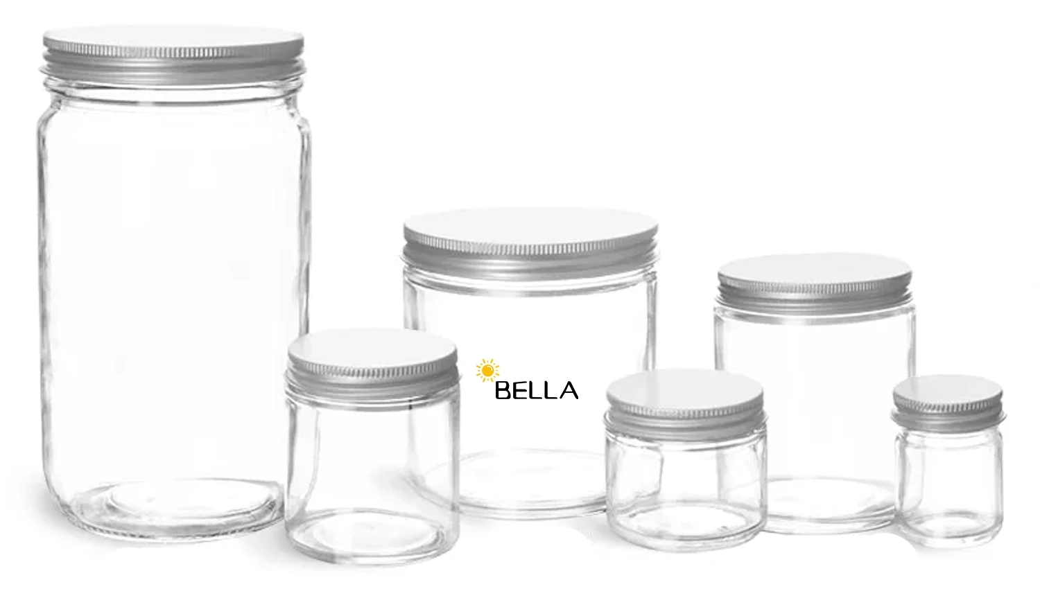 Clear Straight Sided Glass Jars W/ Lined Aluminum Caps 2