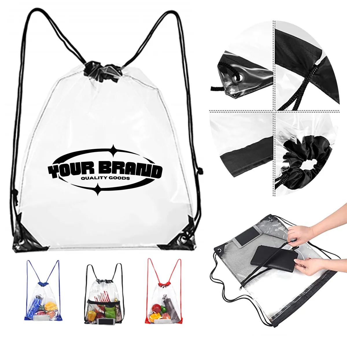 PVC Clear Drawstring Beach Backpack Stadium Approved Bag 2