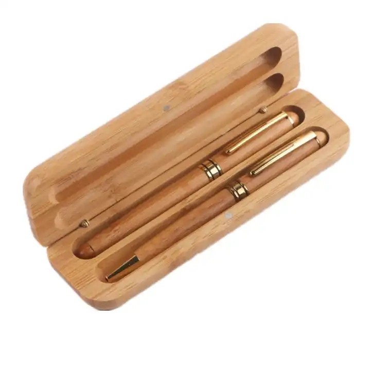Bamboo Pens Set with Gift Case, Promotional Business Pens 3