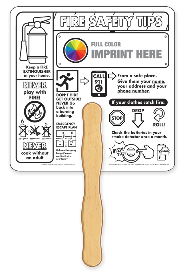 HAND FANS - Fire Safety Coloring Hand Fan 6