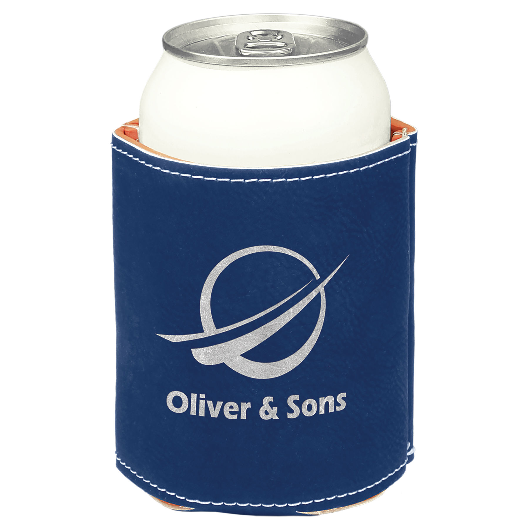 3 3/4" Blue/Silver Leatherette Beverage Holder 2