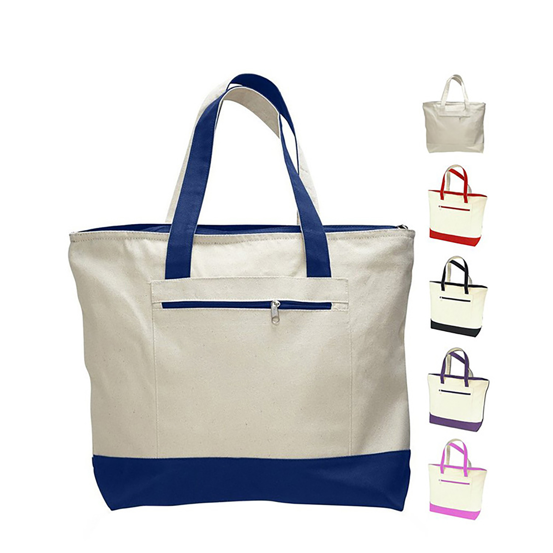 Zipper Sturdy Canvas Tote Bags for Beach/Work/ Travel/ Shopping 5