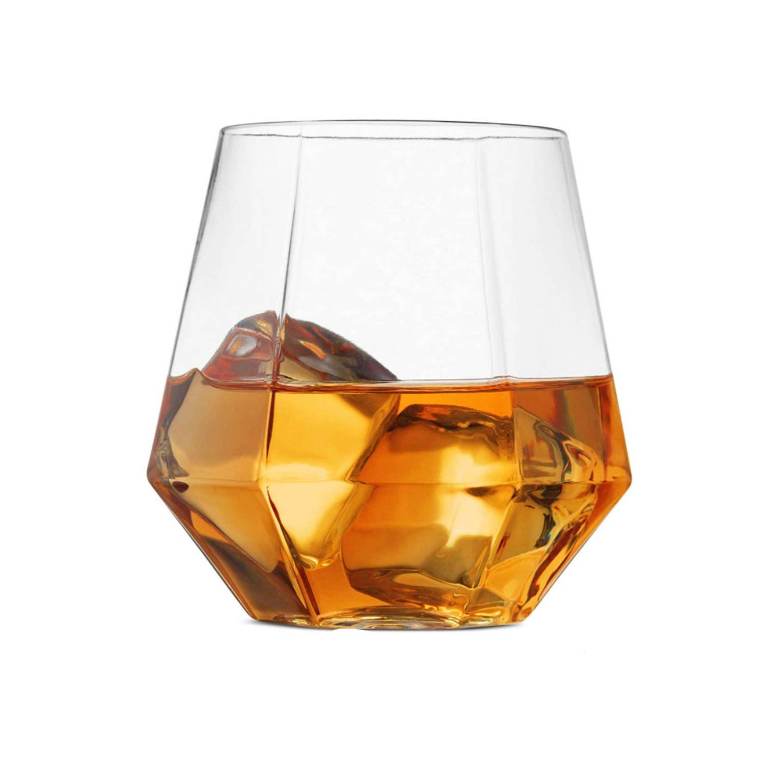 12 Oz Diamond Clear Shaped Plastic Stemless Wine Glasses 3
