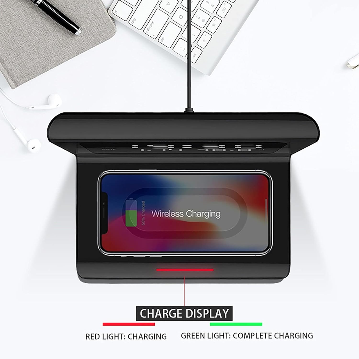 Fast Wireless Charging Station with Digital Clock 8
