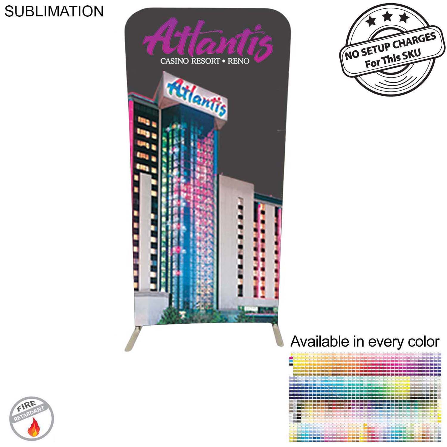 Tradeshow Booth Package Sleek, 3' wide Skinny EuroFit Tension Fabric Banner + PREMIUM 6' Tablecloth 4