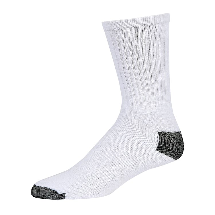 Adult Crew Sports Socks - White with Black Size 10-13 2