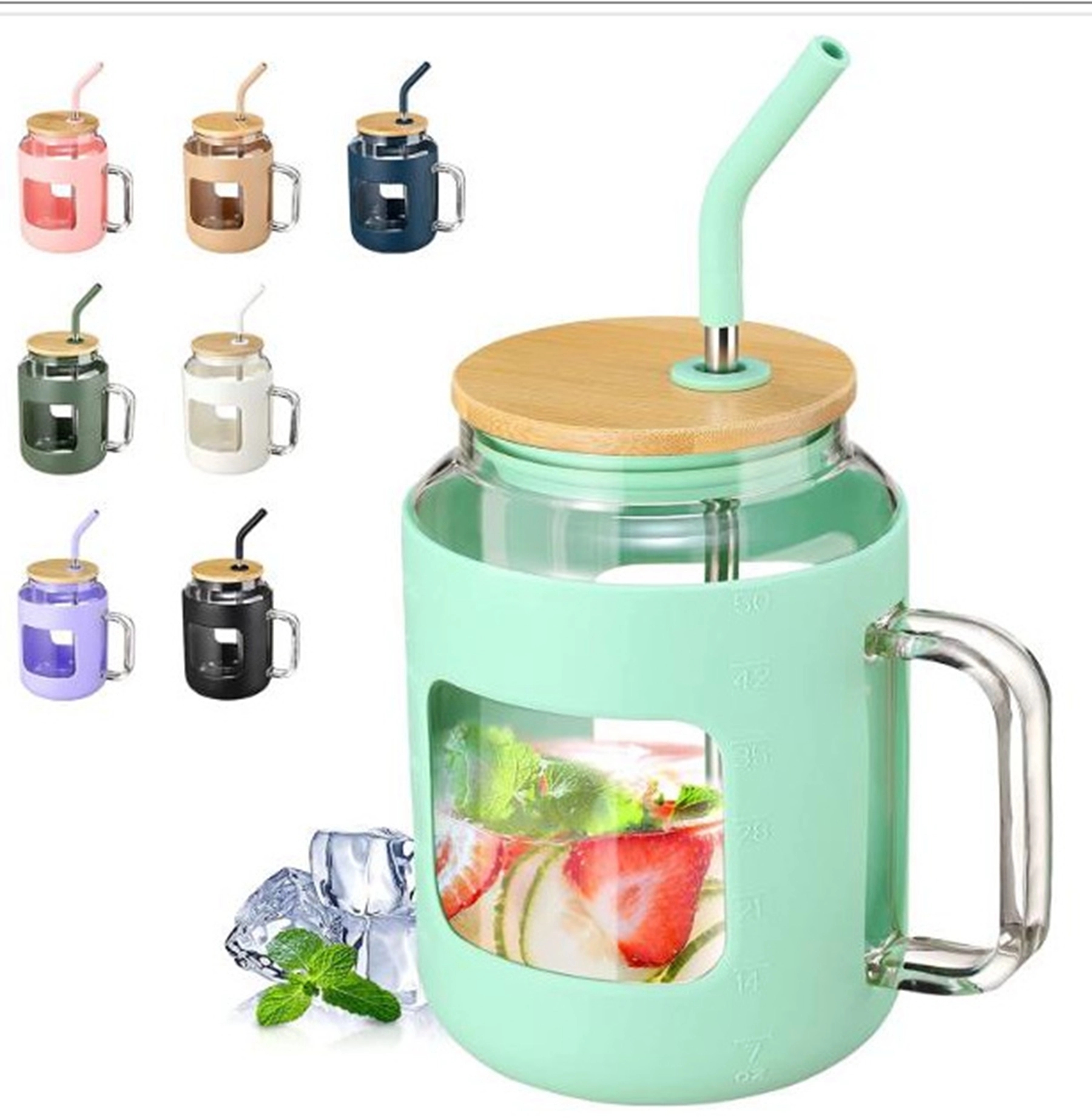 50 Oz. Glass Tumbler with Bamboo Lid and Straw 11