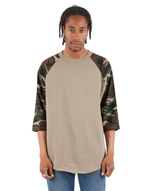 Unisex Three-Quarter Sleeve Camo Raglan T-Shirt - SHRAGCM 13