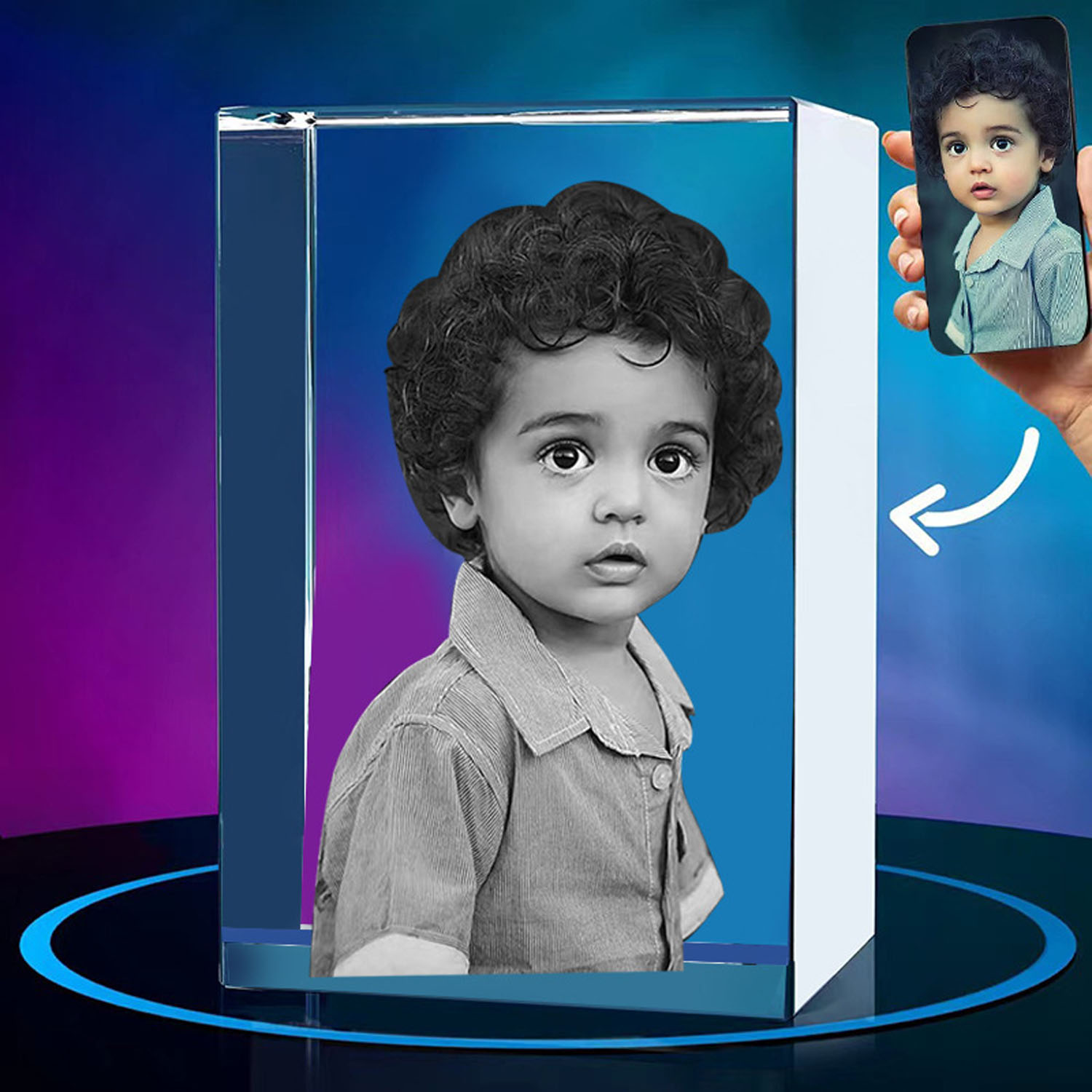Custom Engraved 3D Crystal Photo Frame 8