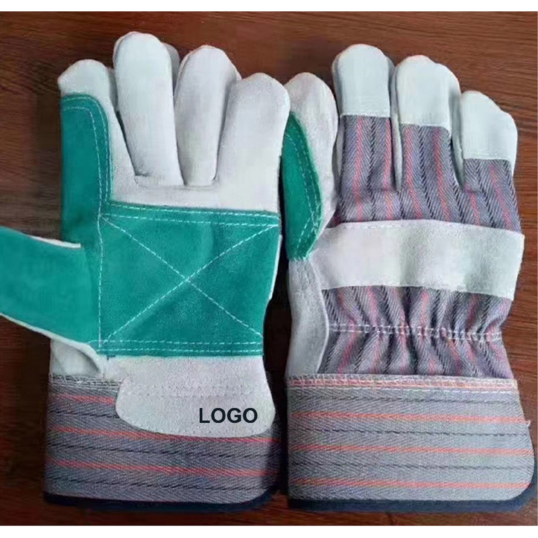 Double Palm & Index Finger Work Gloves with Rubberized Cuff