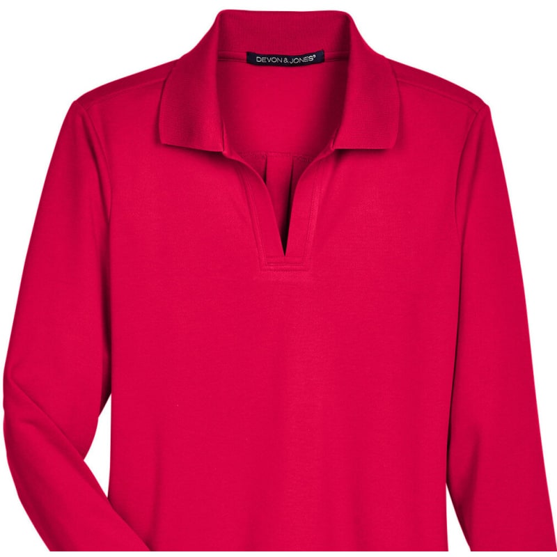 Devon & Jones CrownLux Performance™ Ladies' Plaited Long Sleeve Polo 15