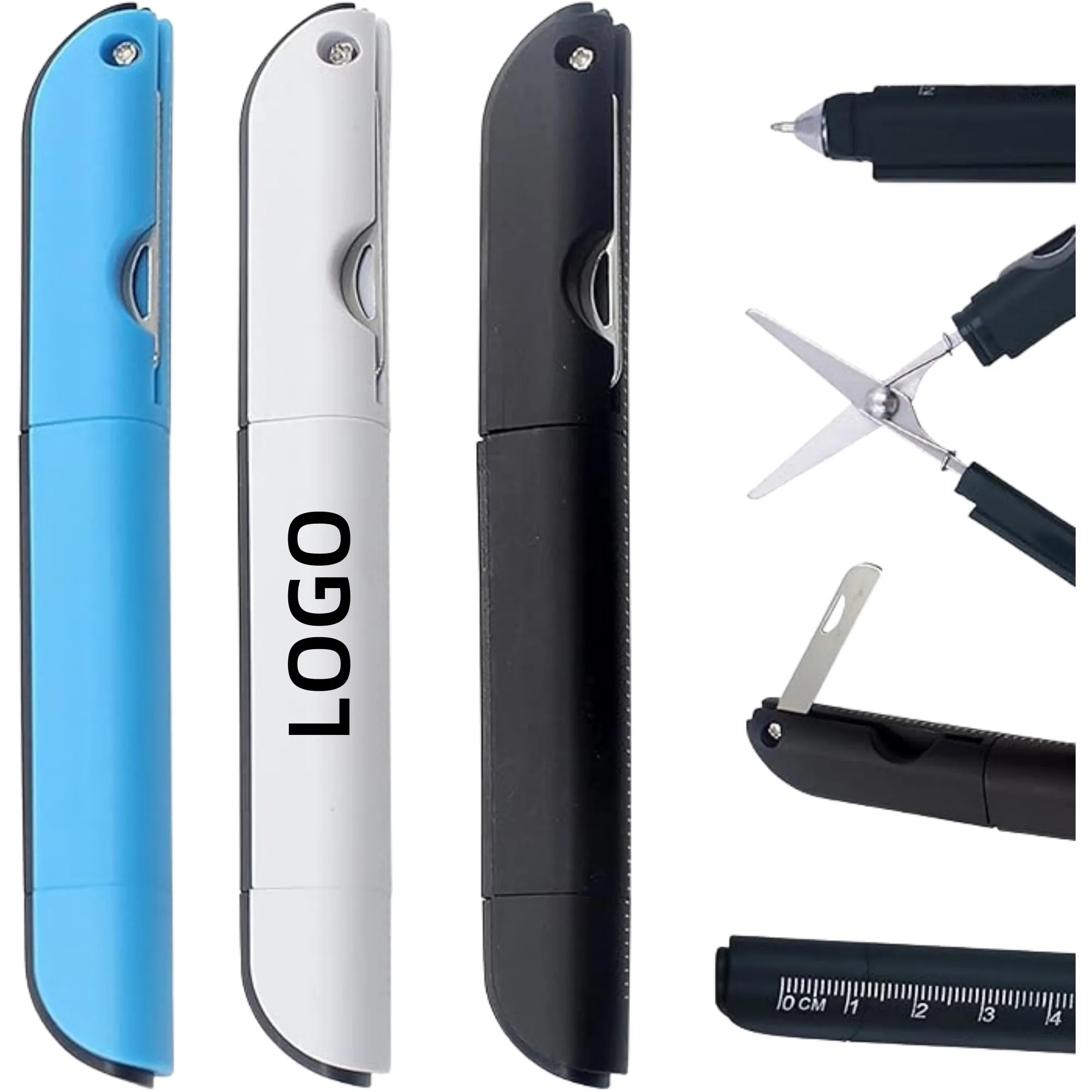 MOQ 4-in-1 Multi-Tool Pen: Scissors, Ruler, Art Knife & Pen 4