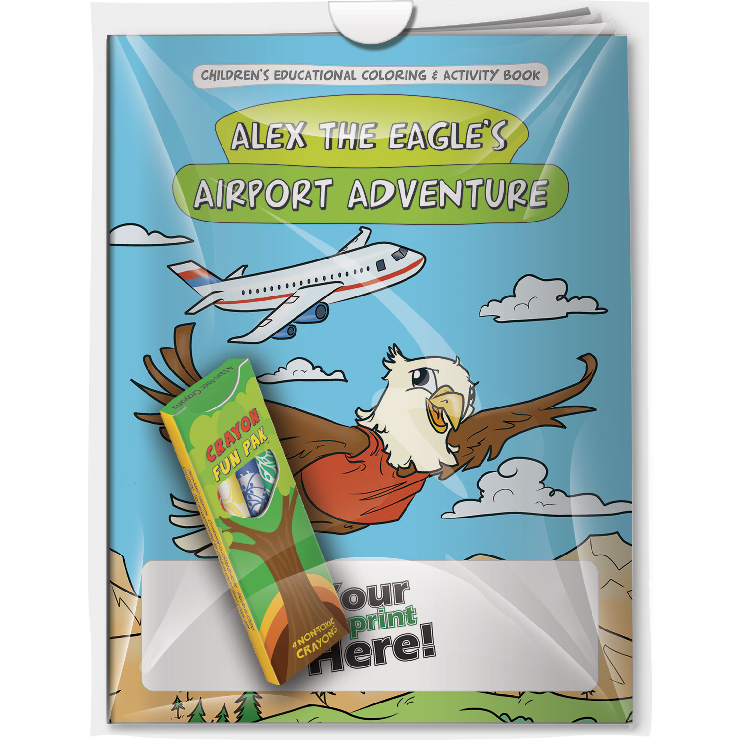 Combo Pack - CB1095 Coloring Book & 4-Pack of Crayons in a Poly Bag 8